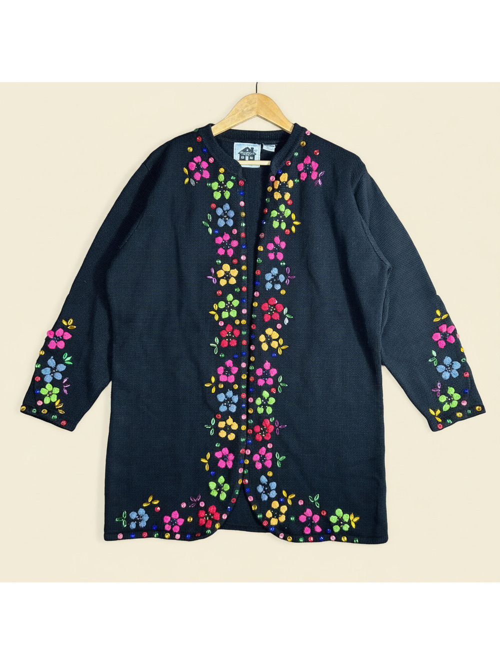 Storybook Knits Vintage Floral Embroidered 2-Piece Cardigan & Top Twinset Whimsy